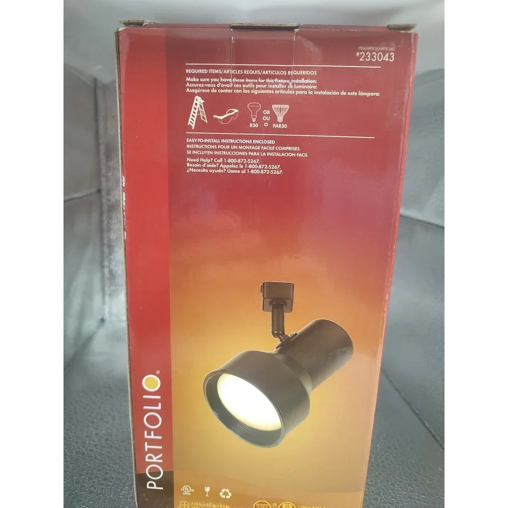 Portfolio Single Spot Track Fixture Spotlight ~ Black 0233043 Adjustable Light